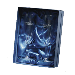 Pair Of Champagne Flutes In Satin Lined Presentation Box