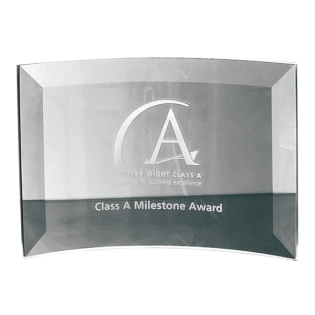 Jade Glass Bevelled Crescent Award 10cm x 14.5cm x 5mm 